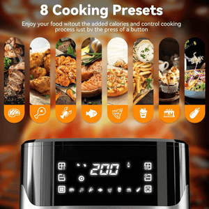  Stainless Air Fryer with digital touch screen and 6.5L capacity, perfect for oil-free cooking.