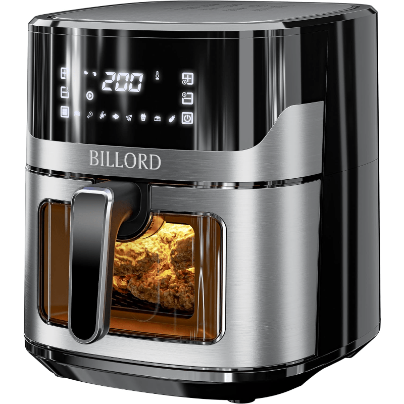  Stainless Air Fryer with digital touch screen and 6.5L capacity, perfect for oil-free cooking.