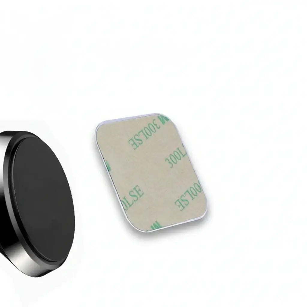 Set of metal mounting plates for Magnetic Car Phone Holder, including various shapes and sizes for universal compatibility.