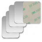 Set of metal mounting plates for Magnetic Car Phone Holder, including various shapes and sizes for universal compatibility.