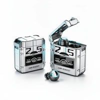 Wireless Gaming Earbuds in charging case showing battery indicator and sleek design