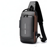 Anti-Theft USB Charging Chest Bag with Security Lock featuring a modern design and USB charging capability.