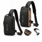 Anti-Theft USB Charging Chest Bag with Security Lock featuring a modern design and USB charging capability.