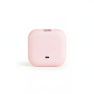  Portable LED Makeup Mirror with magnification, compact and travel-friendly design in pink.