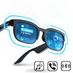 AI Smart Glasses displaying translation and audio features for seamless communication and entertainment.