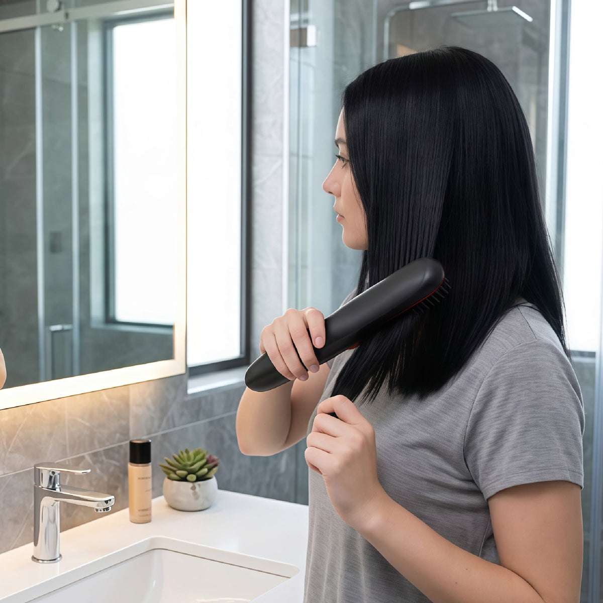  Modern Hair Straightener featuring a heated comb design for effortless styling, ideal for sleek and smooth hair.
