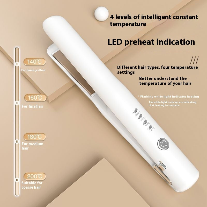  Mini Wireless Hair Straightener on a sleek surface, showcasing its wireless charging feature and modern design.