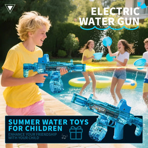 Simulated Recoil Electric Water Gun in action, great for summer fun and perfect for children.