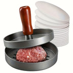 Non-Stick Burger Press Patty Maker with raw ground meat ready for shaping, ideal for perfect burgers.