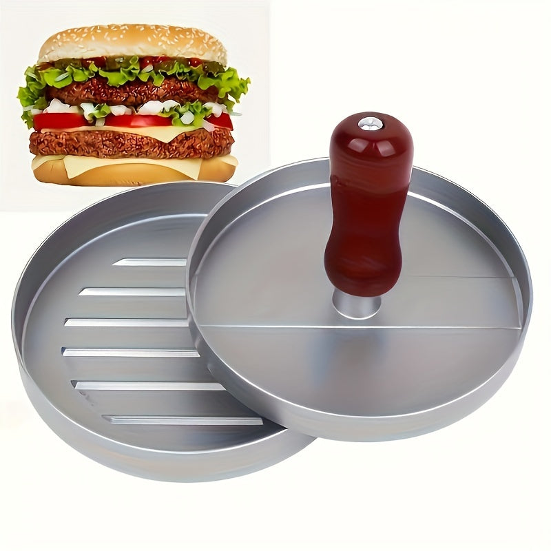 Non-Stick Burger Press Patty Maker with raw ground meat ready for shaping, ideal for perfect burgers.