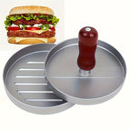 Non-Stick Burger Press Patty Maker with raw ground meat ready for shaping, ideal for perfect burgers.