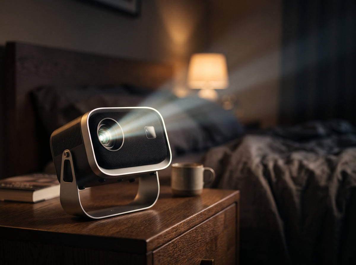 Mini Portable Projector — Cozy Nighttime Lifestyle | Generated by Modelize